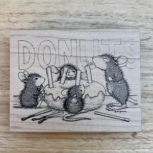 House Mouse Vintage 1998 Donut Birthday (Mudpie Monica) Wood & Rubber Stamp 209